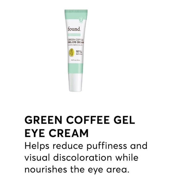 NEW FOUND Brightening Green Coffee Gel Eye Cream 91% Natural Smooths Depuffs - Picture 8 of 12